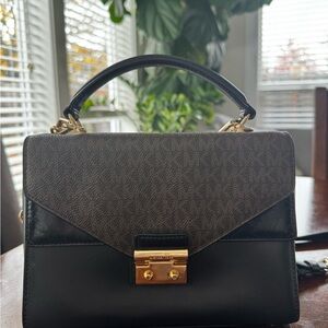 Michael Kors Sloan Leather Signature Logo
Medium Satchel Bag, Brown & Black